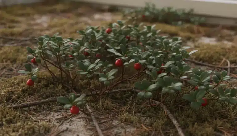 Medvjeđe grožđe (Arctostaphylos uva-ursi), nizak zimzeleni grm sa sjajnim kožastim listovima i sitnim crvenim bobicama