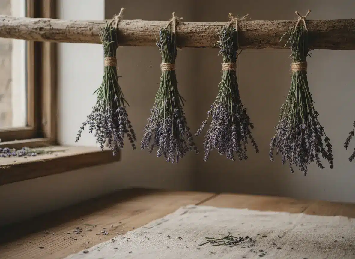 Lavanda: ljekovita svojstva, čaj od lavande i eterično ulje — koliko se uzima i ko ne smije 4 Buketi lavande okrenuti naopako i sušeni u hladu i promaji